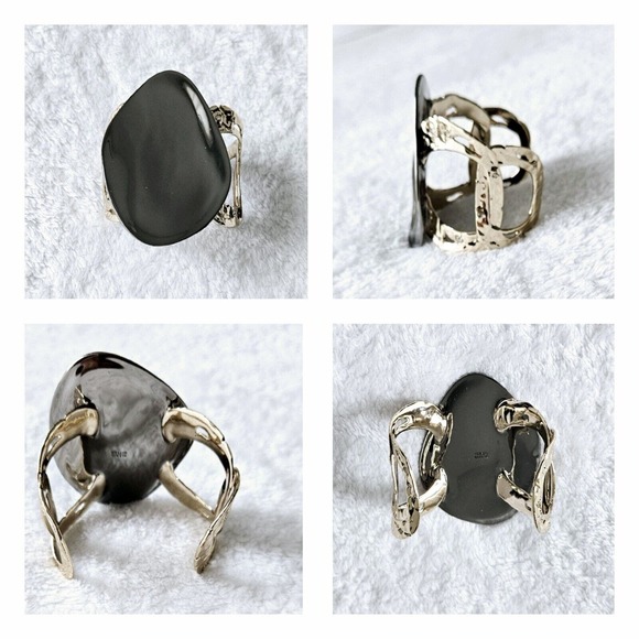 ALEXIS BITTAR liquid-molten rocky disk link Swarovski crystal bracelet cuff $435 - Picture 5 of 12